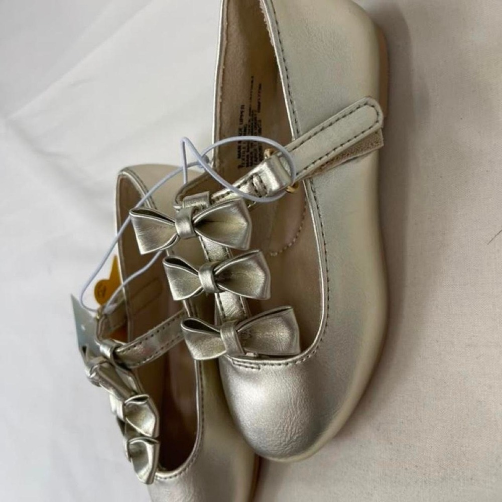 Cat & Jack silver metallic bow‎ ballet flats